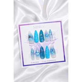 Ocean Drop Handmade Nail Tips - Stiletto / 오션 드롭 수제 네일팁 - 스틸레토