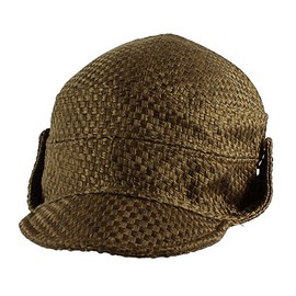 Morehats Faux Jute Floppy Short Brim Baseball Cap Aviator Trapper Hat - Brown