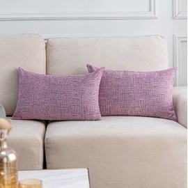 Home Brilliant Chenille Cushion Covers 30x50 Lumbar Pillow Covers Blush Spring Decor Living Room Bedroom Couch Bench, Set of 2, Lavender Pink