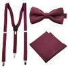 Bowties.jp scb00037 Bowtie & Pocket Square & Suspenders Set, Burgundy,