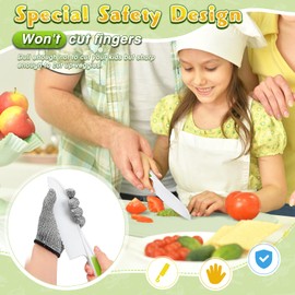 HAIMST Kids Knife Set for Real Cooking, 15 PCS Montessori Kitchen Tools Kids Kitchen Knife Set with Wooden Safe Knife Serrated Edges Plastic Toddler Knife Cutting Board Crinkle Cutters