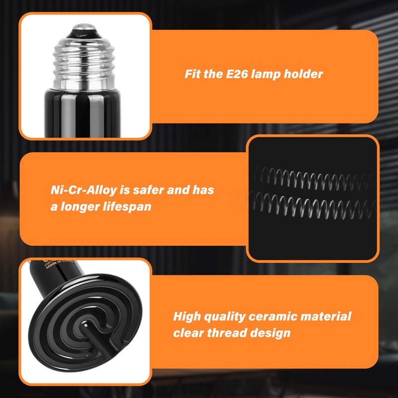 Simple Deluxe 100W Ceramic Heat Emitter, Reptile Heat Lamp No