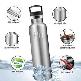 Vikaster Water Bottle, 1 Litre Thermos Bottle, BPA-Free Drinking Bottle, Thermos Bottle with Straw, Drinking Bottle for School, Sports, Fitness, Bike, Camping, Outdoor