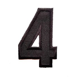 3 INCH Black Number 4 Patches Appliques Fabric Decorating for Hat Cap Polo Backpack Clothing Jacket T-Shirt DIY Embroidered Iron On/Sew On Patch