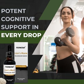 Flowzuk Lion's Mane Drops (24,000mg) - High Strength Mushroom Supplement with 4X Concentration - Vegan Lions Mane Tincture - Premium Quality Lion's Mane Extract - Made in UK - 60ml Bottle
