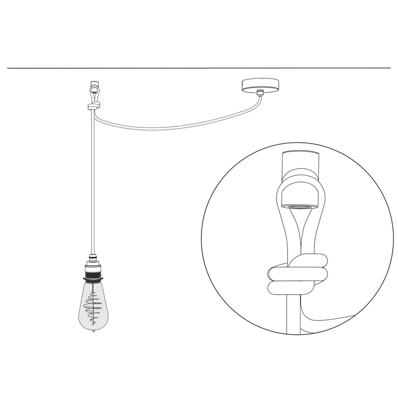 Surface-Mounted Cable Holder for Textile Cable, Monkey Swing, Ceiling and