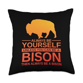 Cool Bison Design For Men Women Buffalo Animal Lovers Bison Throw Pillow