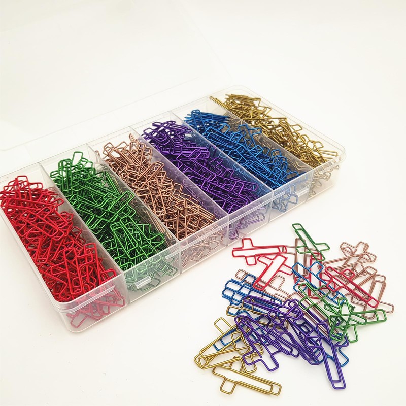 Cute Cross Paper Clips (180 Pack), Colored Cross Paper Clips,