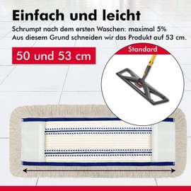 Cotton Mop 50 cm with Microfibre Replacement for Mop Folding Holder for Sealing Cleaning Flooring such as Laminate, Floorboards, Tiles, Feudel, Floor Mop Replacement Cover (2)