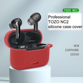 Claiol Silicone Case for TOZO NC2, Premium Shockproof Protective Case Cover with Keychain. (Red)