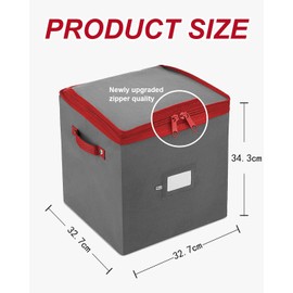 ArkCamp Christmas Ornament Storage Box with Dividers, 4-Tier Design with 64 Compartments, Removable Lid for Safely Organizing Delicate Baubles and Xmas Decorations Grey