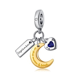 PHCLASY Charm Pendant Love Birthstone Bead Charms for Women Birthday Charm Silver 925 Compatible with Bracelets and Necklace as a Gift for Mother's Day, Cubic Zirconia