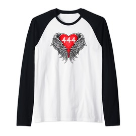 Angel Number 444 With Heart And Wings Of Angel Raglan Baseball Tee