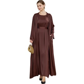 Zofocy 2PCS Muslim Abaya Women Islamic Dress with Belted Prayer Covered Eid Clothes