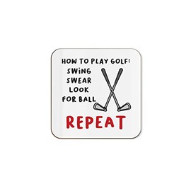 The Victorian Printing Co - How To Play Golf Funny Single Coaster - Birthday Gift For Dad
