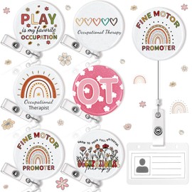 Hoteam 6 Pcs Occupational Therapy Gifts Occupational Therapy Badge Reels Retractable with Alligator Clip Badge Holders for Healthcare Badge Reel Clip for Doctor Nurse Assistant Appreciation Gifts
