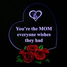 Mothers Day Best Gifts Gift for MOM Heart LED Light w/Rose Base USA (free wrap)