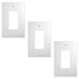 Questech Light Switch Covers, Single Rocker Wall Plates for Electrical Outlets, 1-Gang Single Decorator GFCI Switch Plates Standard Size, Decorative Bevel Edge, Bright White Polished, 3 Pack