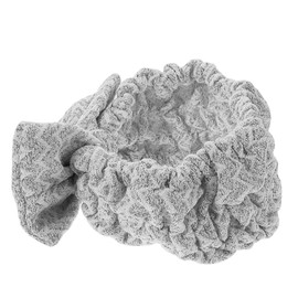 Baluue Soft Coral Fleece Headband with Bowknot for Gentle Face Washing and Makeup Removal Fluffy Hair Accessory for Women Comfortable and Anti-slip Design Gray