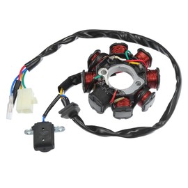 ACROPIX 5 Wires 8 Pole AC Motorcycle Magneto Stator Plate Ignition Coil for 50cc 80cc GY6 Engine for ATV Scooter Go-Kart UTV Mini-Bike Black - Pack of 1