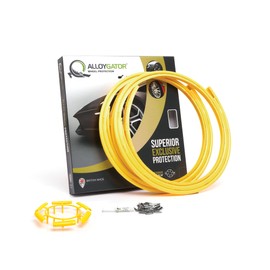 AlloyGator Yellow Rim Protector for Car Wheels (Fits 12-24" Wheel Diameter) - Pack of 4 Premium Alloy Wheel Protector to Avoid Scratches & Scuffs - Adhesive Free Curb Rash Rim Protectors