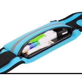 Travel Belt Money Waist Pack - Waterproof Anti Passport Security Wallet for Running Men Women (Blue, One Size)