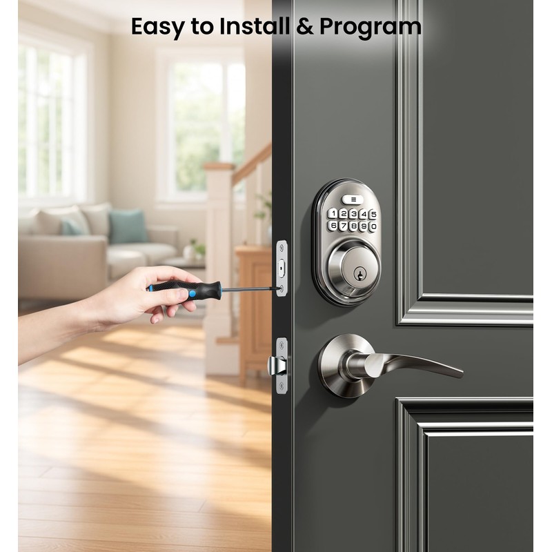 Veise Keyless Entry Door Lock with 2 Lever Handles -