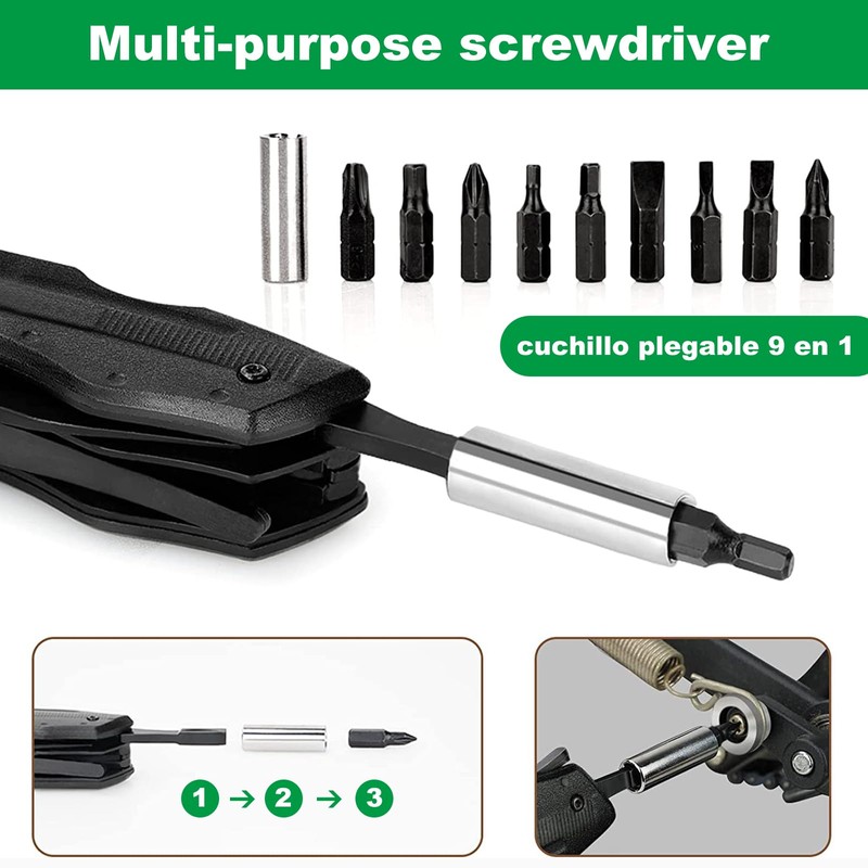 Navaja Multiherramientas, Alicates Multiherramientas, Navaja Multiusos de Acero Inoxidable, Plegables