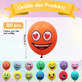 SPOKKI Pack of 120 Smiley Balloons, 12 Inch Emotion Series Latex Balloons