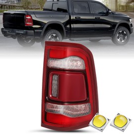 JSBOYAT LED Tail Light Assembly Compatible with 2019-2024 Dodge Ram 1500 Without Blind Spot Model, Rear Brake Light Red Lens Tail Lamps Right Passenger Side 55112990AD CH2801217