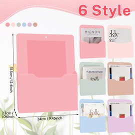 Fuutreo 6 Pcs Magnetic Wall File Organizer Magnetic Wall File Holder Refrigerator Magnetic Magazine Holder for Mail Letters Paper Teacher Office Supplies(Aesthetic Color)