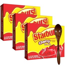 Candy Freezer Gelatin Mix, 3.91 oz Box (Pack of 3) – Makes 6 Servings Each – Includes Candy Freezer Wooden Spoon (Cherry) - Wooden Spoon