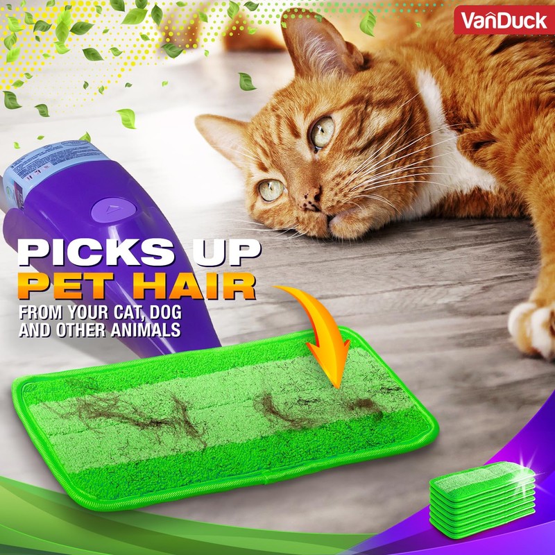 VanDuck Reusable Mop Pads Compatible with Swiffer WetJet (2 Pack)