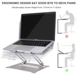 Laptop Stand for Desk ,Smartelf Ergonomic Aluminum Desktop Stand Adjustable Notebook Stand for MacBook Pro Air/Dell/HP/Lenovo Raised up Holder Ventilated Computer Cooling Stands for All Laptops 10-17"-Silver