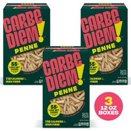 Carbe Diem!, Penne, Lower Net Carb Pasta with Traditional Flavor & Texture, 8 grams of Protein, 55% Fewer Net Carbs & Only 110 Calories Per Serving, Pack of 3