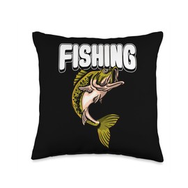 Angler, Fischer, Angel Fish Fish Outifts And Gifts Angel, Angler Fisherman Outfit Bass Fishing Throw Pillow, 16x16, Multicolor