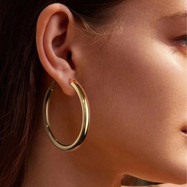 YeGieonr Gold Earrings for Women, Lightweight Stainless Steel Large Hoop Earrings with 18K Real Gold Plated, Hypoallergenic Fashion Jewellery Gifts for Women and Girls, Stainless Steel, No Gemstone