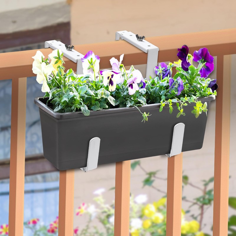 VIVIKEN Adjustable Planter Box Bracket, Flower Box Holder Brackets for
