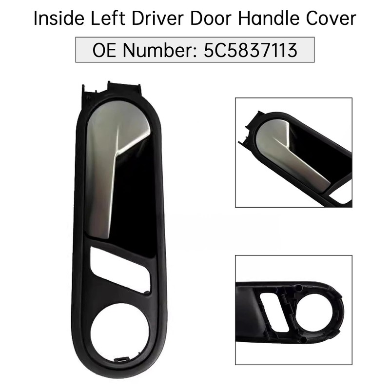 Topteng Interior Left Driver Door Handle Cover 5C5837113 for VW