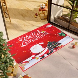 TSLBW Christmas Door Mats 45x70 cm Christmas Decorative Bathroom Mat Washable and Non-Slip Entry Doormats for Entrance Living Room Bedroom Bathroom Mats Xmas Decor Indoor Outdoor (Color A)