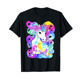 Tie Dye Unicorn Rainbow Design Colorful Clouds T-Shirt