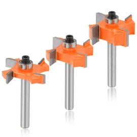 Mesee Pack of 3 T-slot cutters, 8 mm shaft spoilboard cutter bits, surface cutter, 4 blade balls, T-shaped wood cutter, router bit set for DIY CNC engraving machine, trimming machine, woodworking