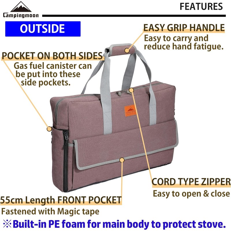 CAMPINGMOON Camping Stove Carry Case for Coleman 2-burner Stove Canvas