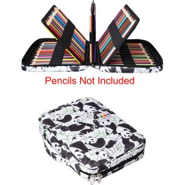 BOMKEE Drawing Pencil Case 220 Slots Colored Pen Organizer Bag Portable Handy Painting Storage Stationery Pouch Waterproof Multilayer Pens Watercolor Pencils Holder for Adults(White Panda)