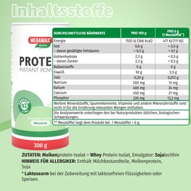 Megamax Nutrition - 3x300g - Instant Protein Powder isolate Laktosearm Hitzebeständiges Eiweißpulver mit 92% Whey Protein Ideal für Eiweißshakes u. Backen für Fitness - auch für Low-Carb Diäten