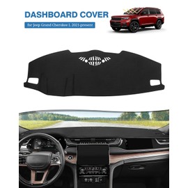 FIILINES Dash Cover for Jeep Grand Cherokee L 2021-2025(Not Fit Jeep Grand Cherokee), Dashboard Mat Cover Sunshade Nonslip Mesh Protector No Glare Black
