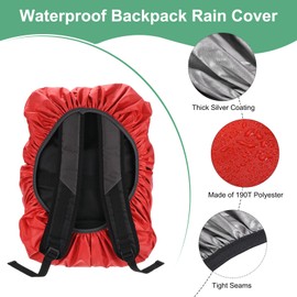 M METERXITY Waterproof Backpack Rain Cover, 15L-25L Waterproof Backpack Cover, Bag Rain Cover with a Vertical Reflective Strap for Hiking/Biking/Camping/Outdoor Traveling [Red]