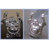 Laughing BUDDHA Silver Plated Pen Holder Stand Display