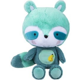PMS - Raccoon Pear Scented Plush - Super Soft & Fluffy Turquoise 26cm Fruity Enchanted Forest Animal Brightly Coloured Sensory Cuddly Toy - Scentsations