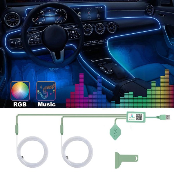 AUTOXBERT Car Strip Interior Light Ambient Lighting USB Neon Center